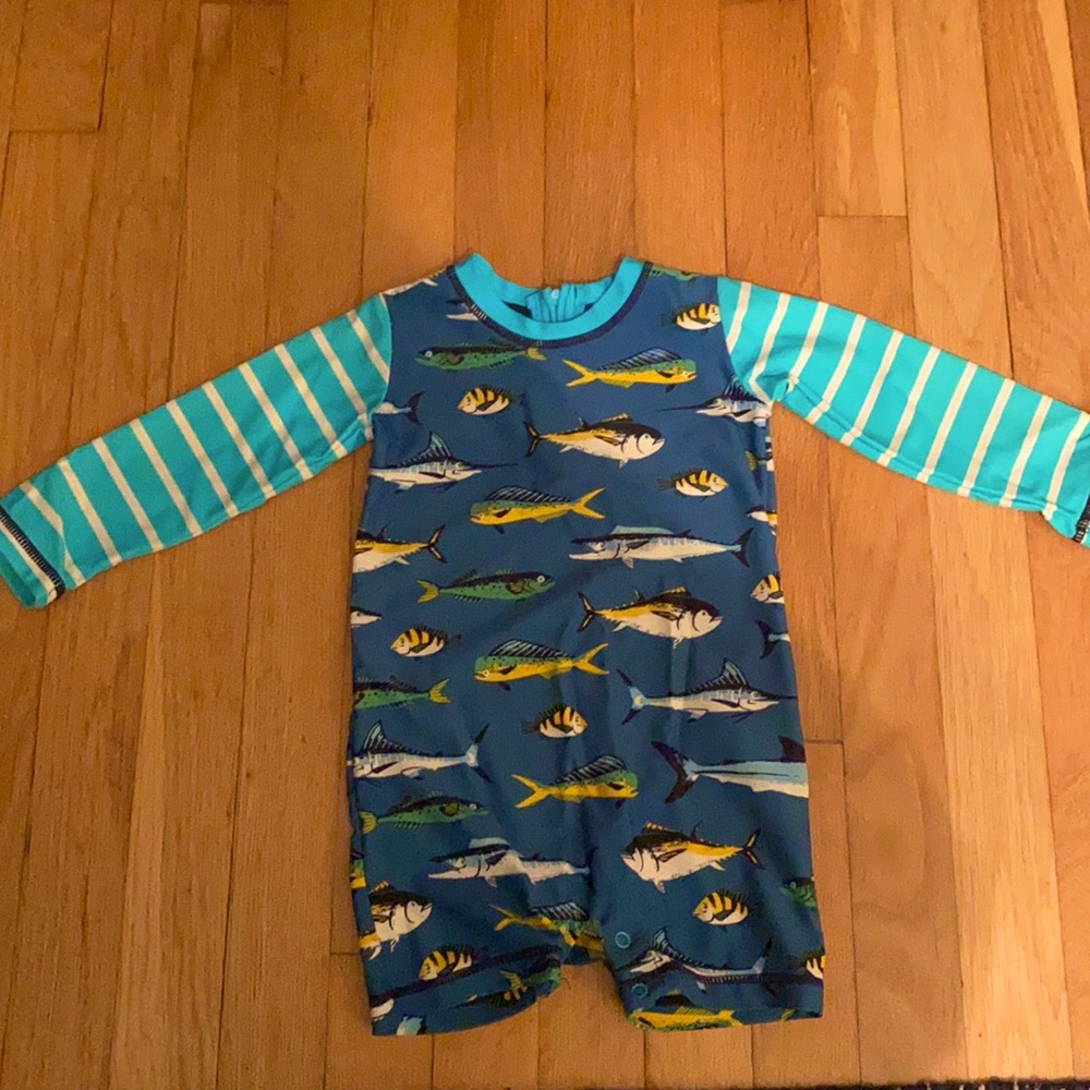 Toddler Boy Rash Guard with Fish Design